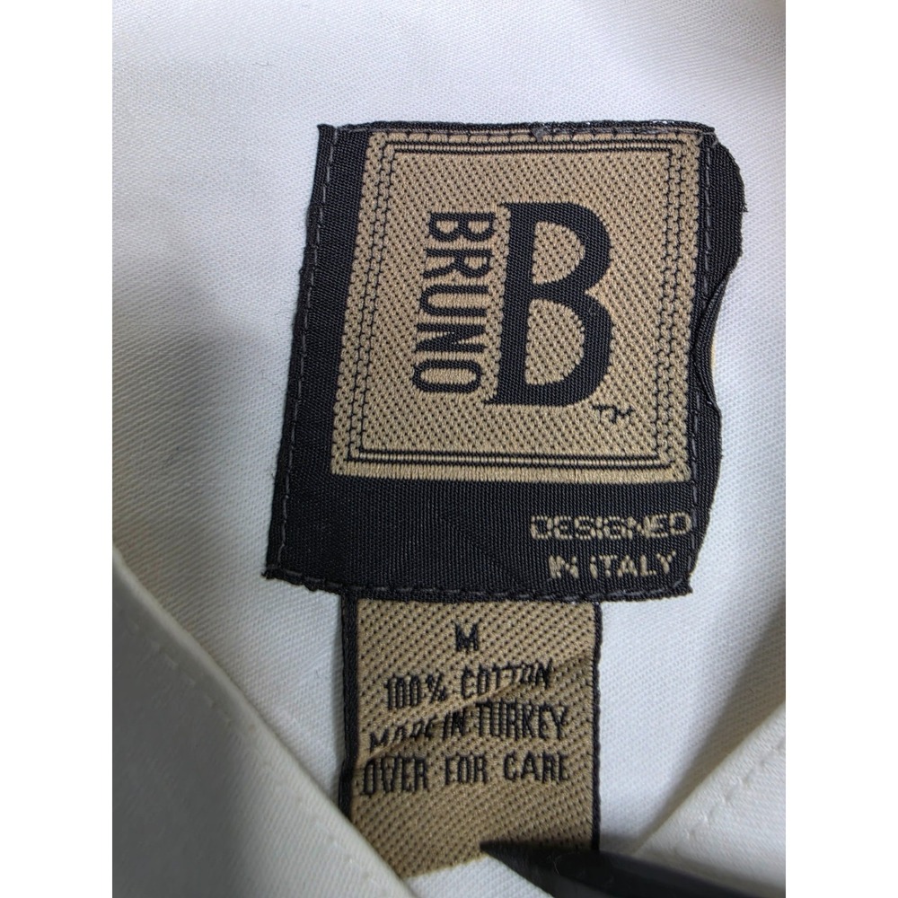 Bruno Shirt Men's Medium Beige 100% Cotton Long Sleeve Button-Up Everyday Wear - Picture 4 of 6